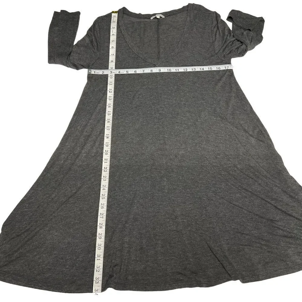 Charlotte Russe Tunic Dress V Neck Grey 3 Quarter Sleeves Jersey Knit Medium